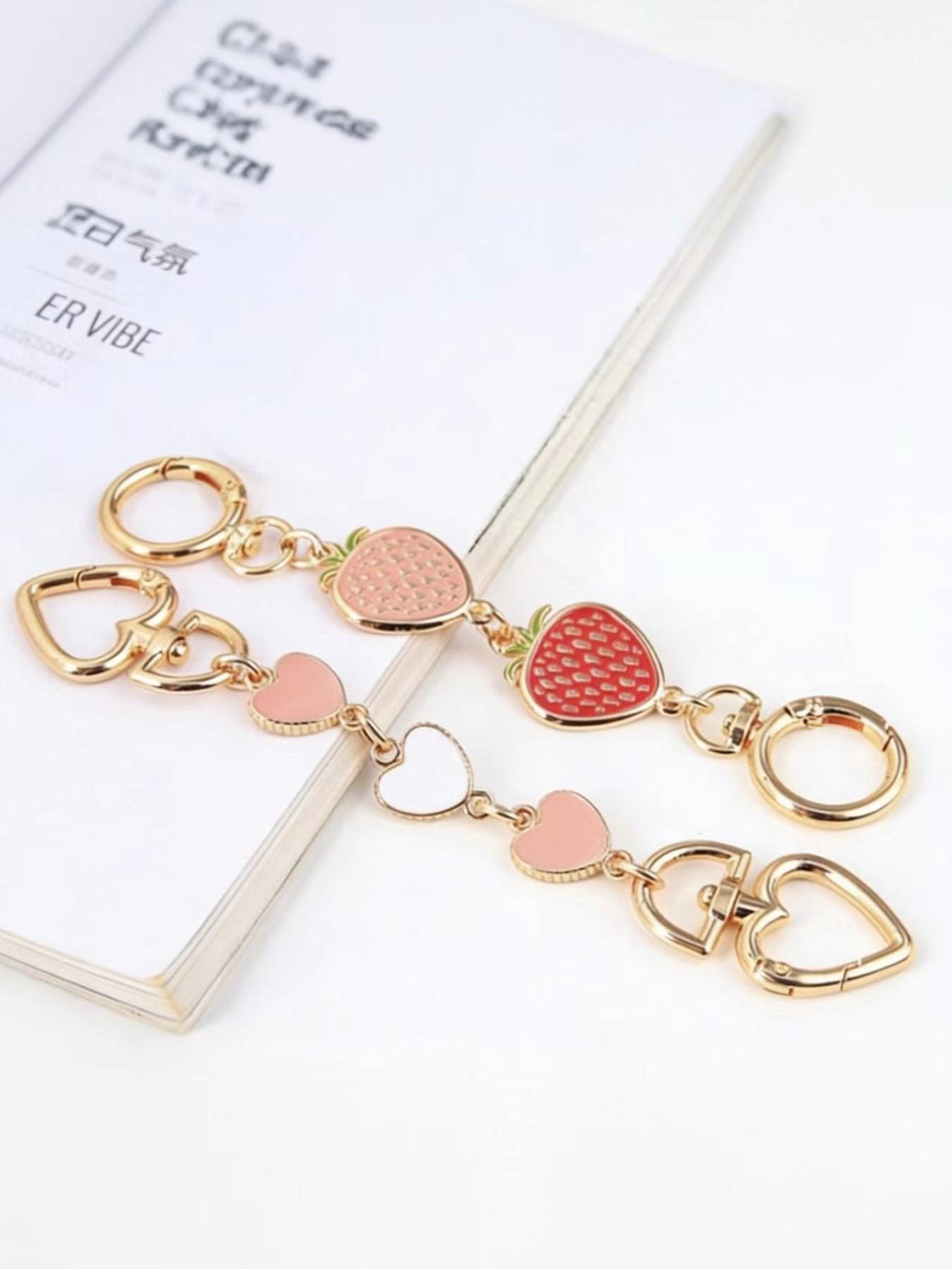 2pcs Heart Design Purse Chain Extender, bag extender，purse extender，purse chain，Riveting Style Bag Charm Accessory, Plain Pattern Suitable for All Seasons
