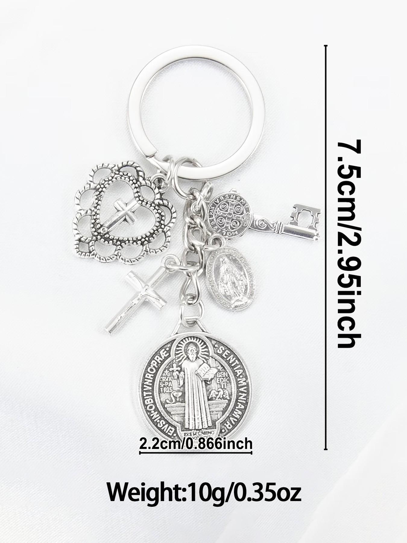 Religious Novelty Keychain, Saint Benedict and Mary Cross, Prayer Protection Charm, Bag and Phone Decoration, Exquisite Gift