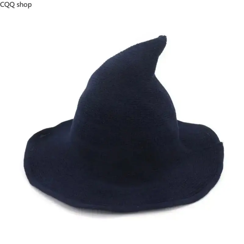 Halloween Wizard Witch Pointed Shape Top Hat - Foldable Soft Knit Fabric, Portable Comfortable Costume Wear Accessory for Wizard Theme Halloween Party Cosplay