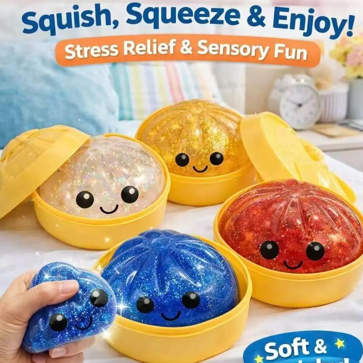 Expressive Dumpling Soft Toy, Secret Gift Box, Stress Relief Toy, Unisex, Random Style, Valentine's Day & Easter Gift, Kids' Exchange