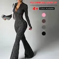 【Black Friday】Women's Seamless Leopard-Print Yoga Jumpsuit, High-Waist Butt-Lifting Design, Long-Sleeve Zip-Front Slim-Fit One-Piece Activewear for Yoga and Workouts