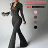 【Black Friday】Women's Seamless Leopard-Print Yoga Jumpsuit, High-Waist Butt-Lifting Design, Long-Sleeve Zip-Front Slim-Fit One-Piece Activewear for Yoga and Workouts