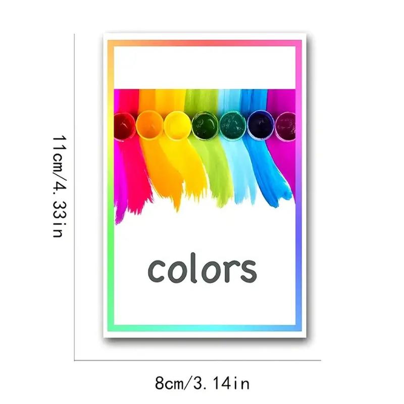 12 Colorful Waterproof Plastic Learning Cards, Early Education Flashcards for Kids, Pre-School Color Recognition & Vocabulary Development