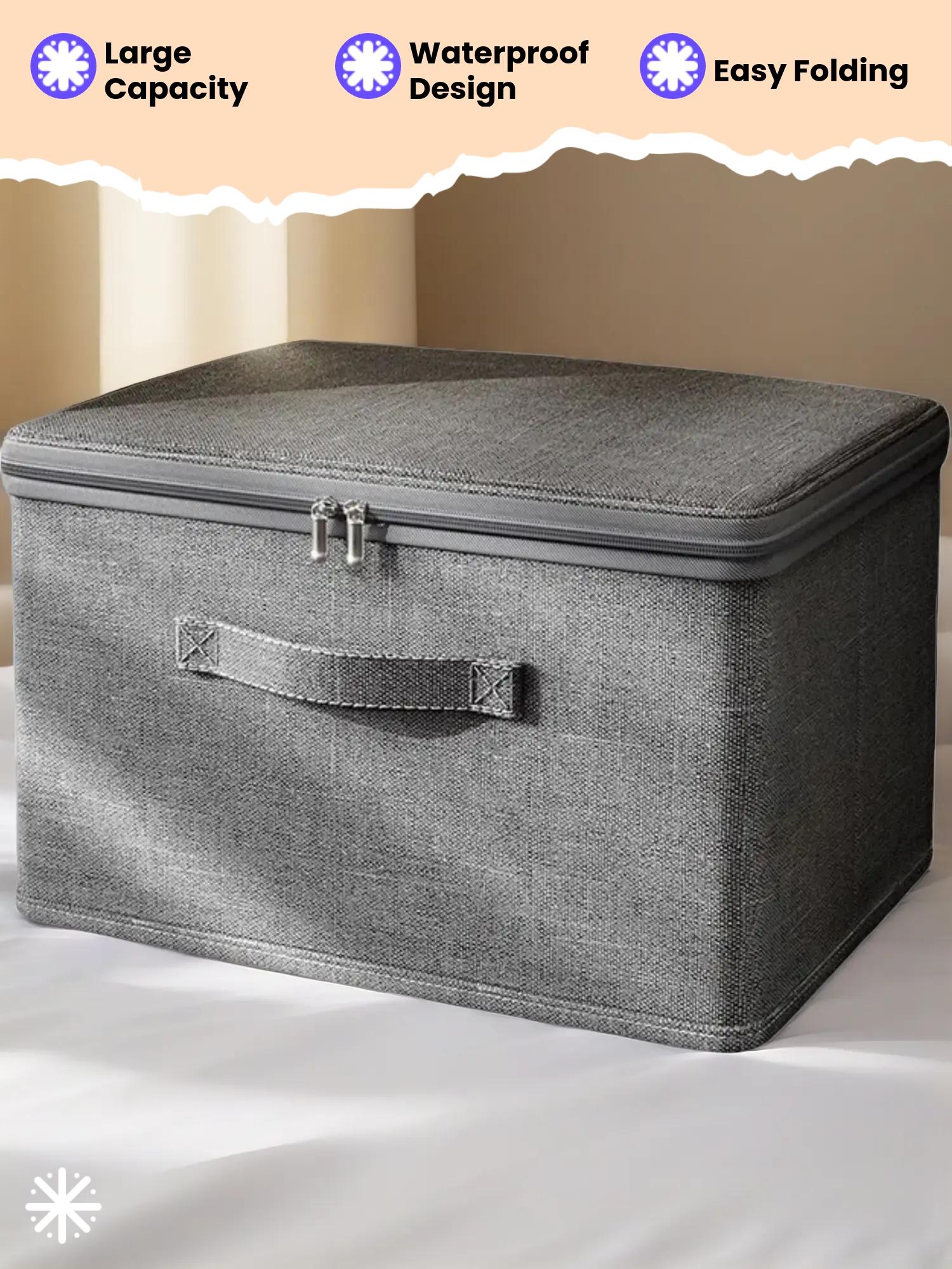 Large Foldable Storage Container, Ion Fabric, Dual Zipper Handles, Waterproof Design, Ideal for Closet, Bedroom, Kitchen, Books, Folding Storage Box