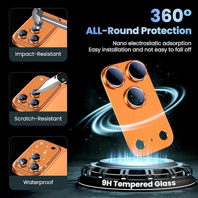 Metal Frame Tempered Glass Camera Lens Protector for iPhone 17 Pro Max/17 Pro Smartphone, 9h Hardness, Anti-Scratch, Ultra HD Clear, Installation, Accessories