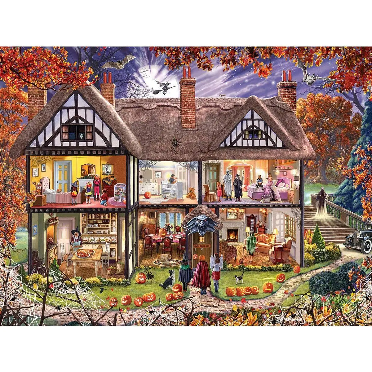 White Mountain 1000 Piece Halloween Fall and Autumn Puzzles Large Pieces Gift for Adults and Family 24"x30" - Halloween House | Large Pieces, Gift for Adults and Family, 24"x30" in