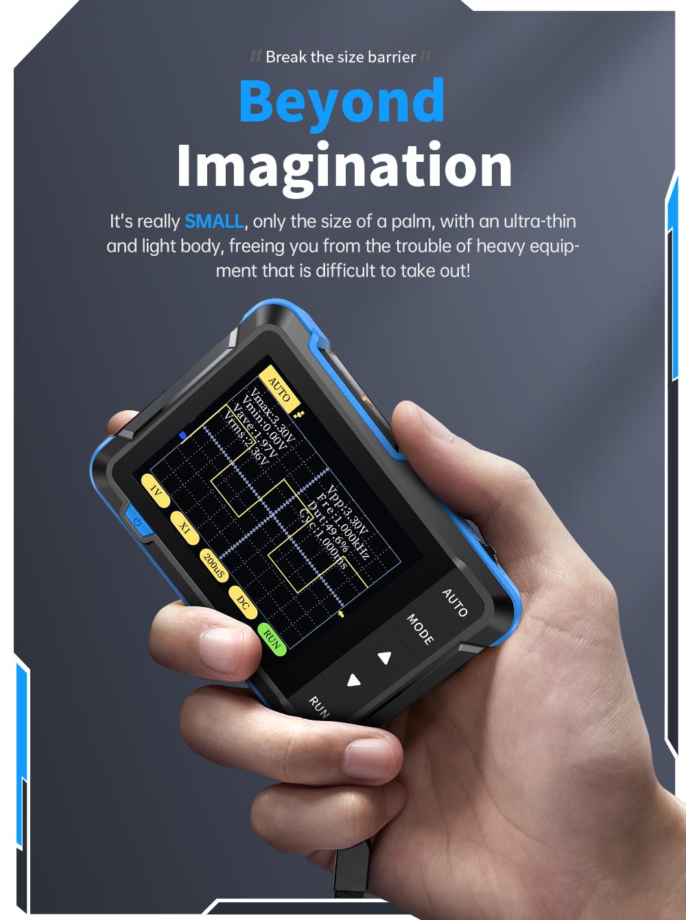 FNIRSI DSO152 Mini Handheld Digital Oscilloscope 2.5MSa/s 200KHz Bandwidth 800VPP PWM Output Automotive Oscilloscope Multimeters Car Battery Tester