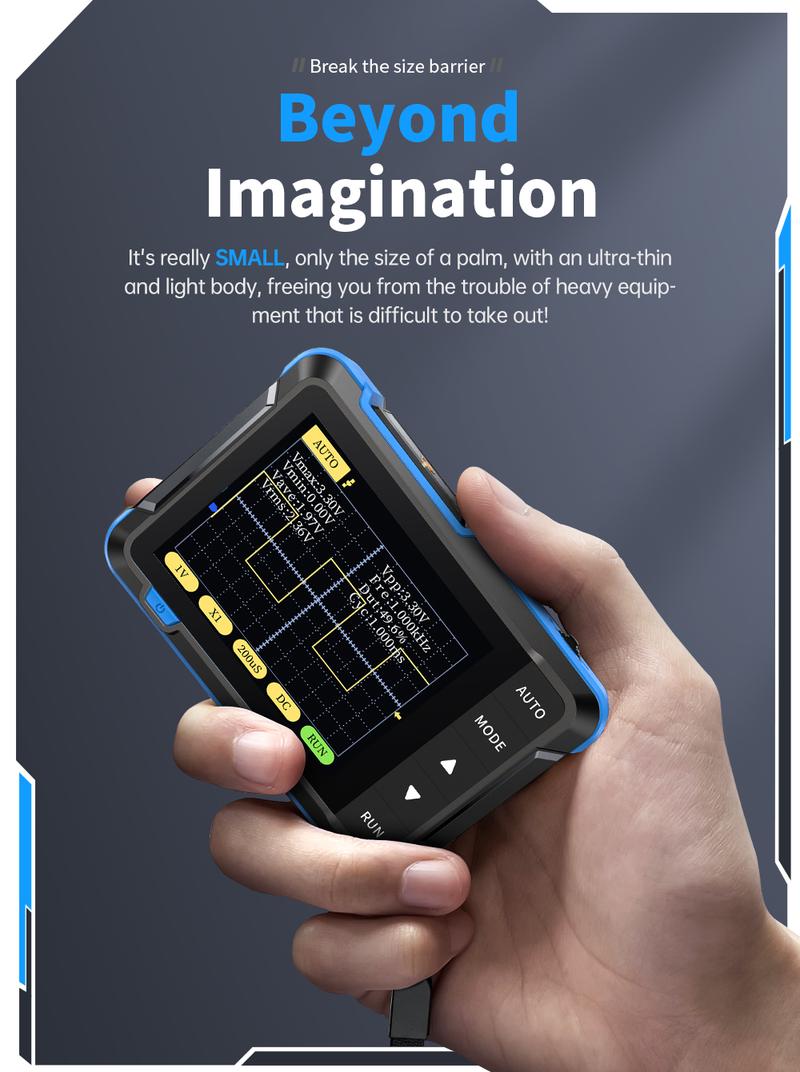 FNIRSI DSO152 Mini Handheld Digital Oscilloscope 2.5MSa/s 200KHz Bandwidth 800VPP PWM Output Automotive Oscilloscope Multimeters Car Battery Tester