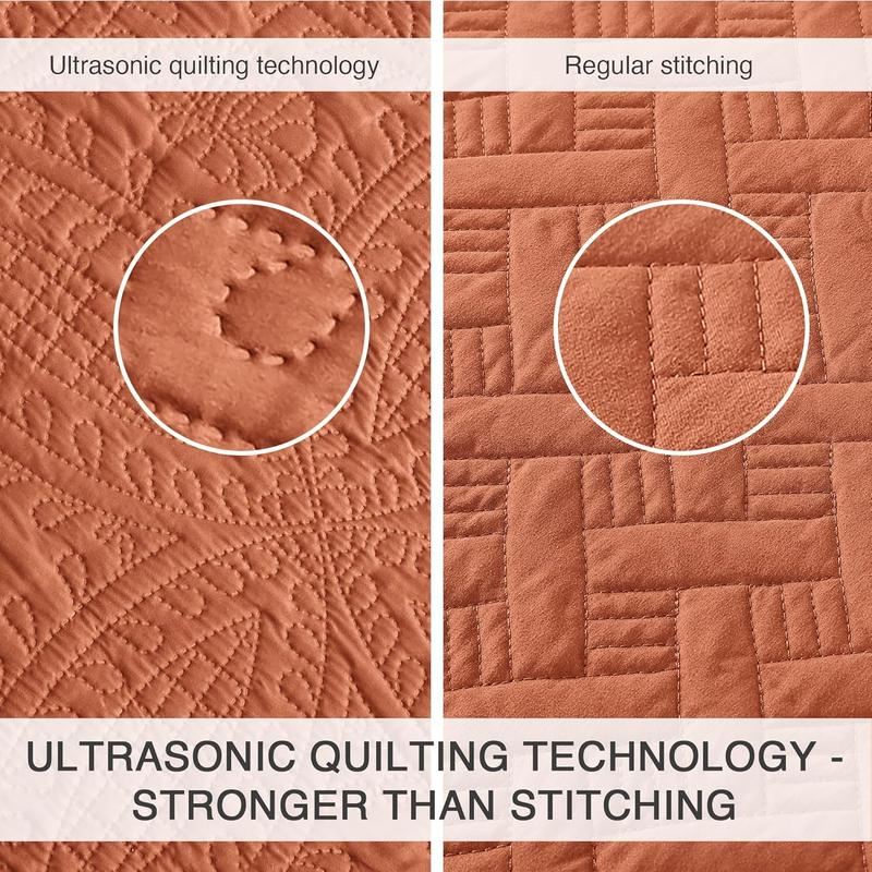 King Queen Quilt Bedding Set,Soft Bed Summer Lightweight Bedspread Comforter - Modern Style Coin Pattern Coverlet for All Season - 3 Pieces (1 Quilt, 2 Pillow Shams) Christmas Gift.