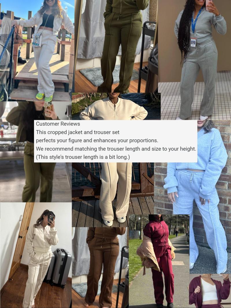【LovelyWholesale】Women's Casual Striped Long Sleeve Zipper Jacket and Pants Set, Airport Wear, Fitted Natural Waist,Ladies Clothes for All Seasons