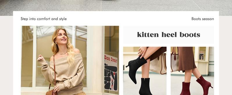 Coutgo Womens Low Kitten Heel Ankle Boots Pointed Toe Booties Side Zipper Fall Shoes