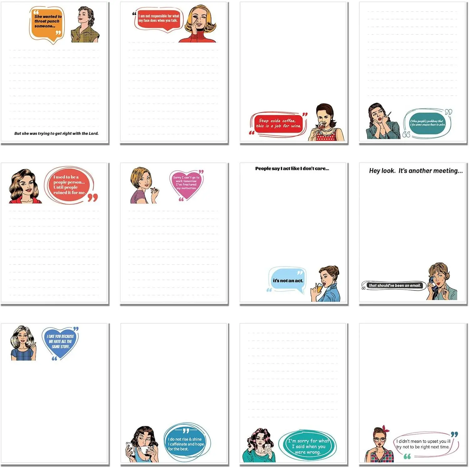 12 count Funny Notepads for Coworkers Gifts, 3 x 4 Inch, Cute