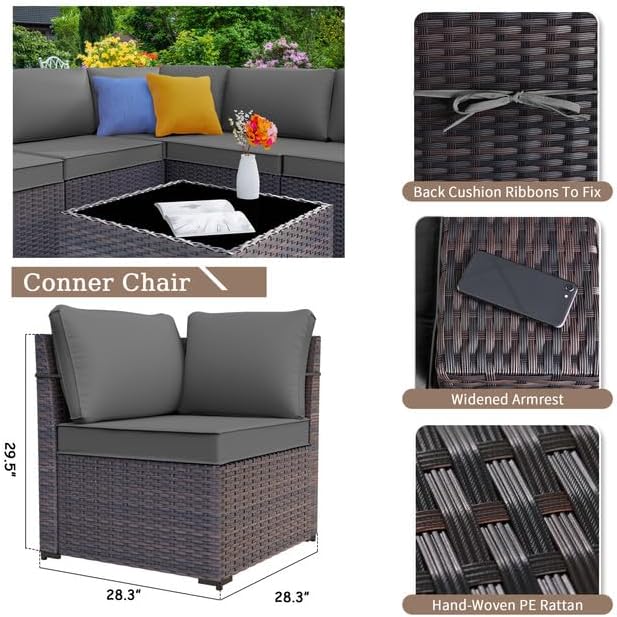 Patio Furniture 6 Pieces Set with Propane Fire Pit Table Outdoor Patio Furniture Outdoor Sectional Sofa 43" Gas Fire with transparent glass cover Pit Patio Conversation Set with Cushions Patio Furniture 6 Pieces Set with Propane Fire Pit Table Outdoor Patio Furniture Outdoor Sectional Sofa 43" Gas Fire with transparent glass cover Pit Patio Conversation Set with Cushions