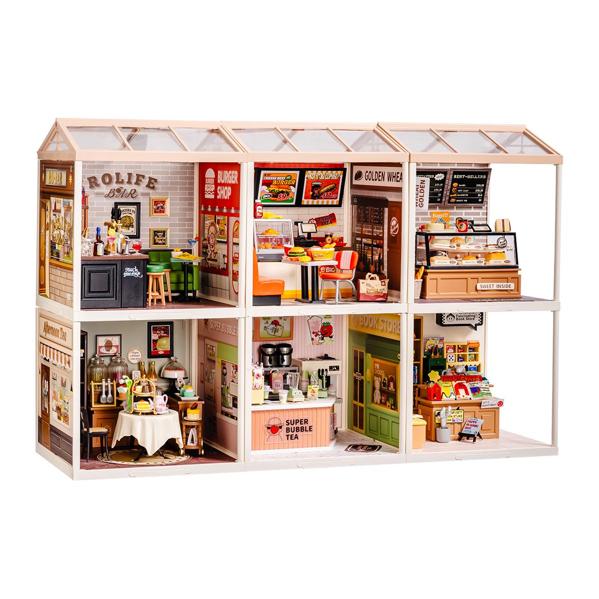 Rolife DIY Miniature Dollhouse Kit Super Store Series Plastic Building Blocks Kits Mini Dollhouse Plastic Tiny Room Craft
