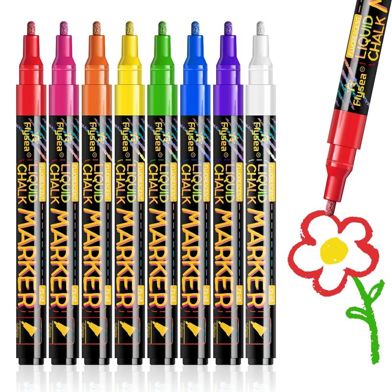Liquid Chalk Marker, 8 Colors Luminous Pen, Led Pen, Fluorescent Luminous Pen, Advertising Pen, DIY Craft Pens, School Supplies, Coloring Markers