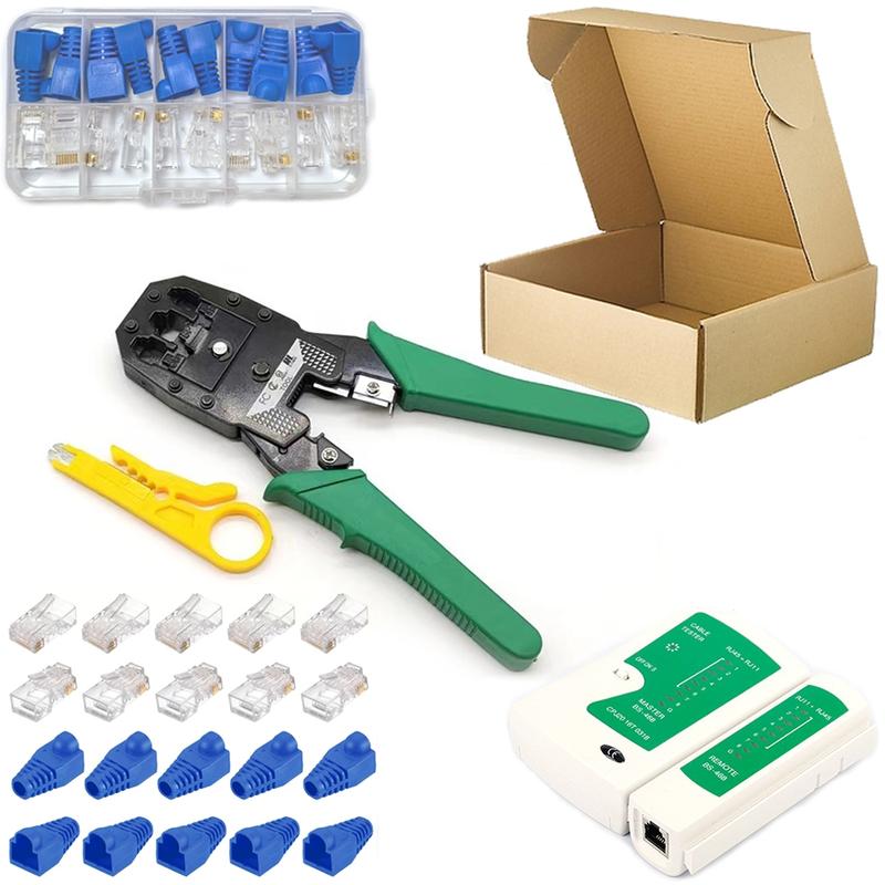 Portable Ethernet Cable Crimping, Rj45 Rj11 Connectors, Cat5 Cat5e Cat6 Testers, Includes 110 Punch Down Tools, Wire Stripping Machine