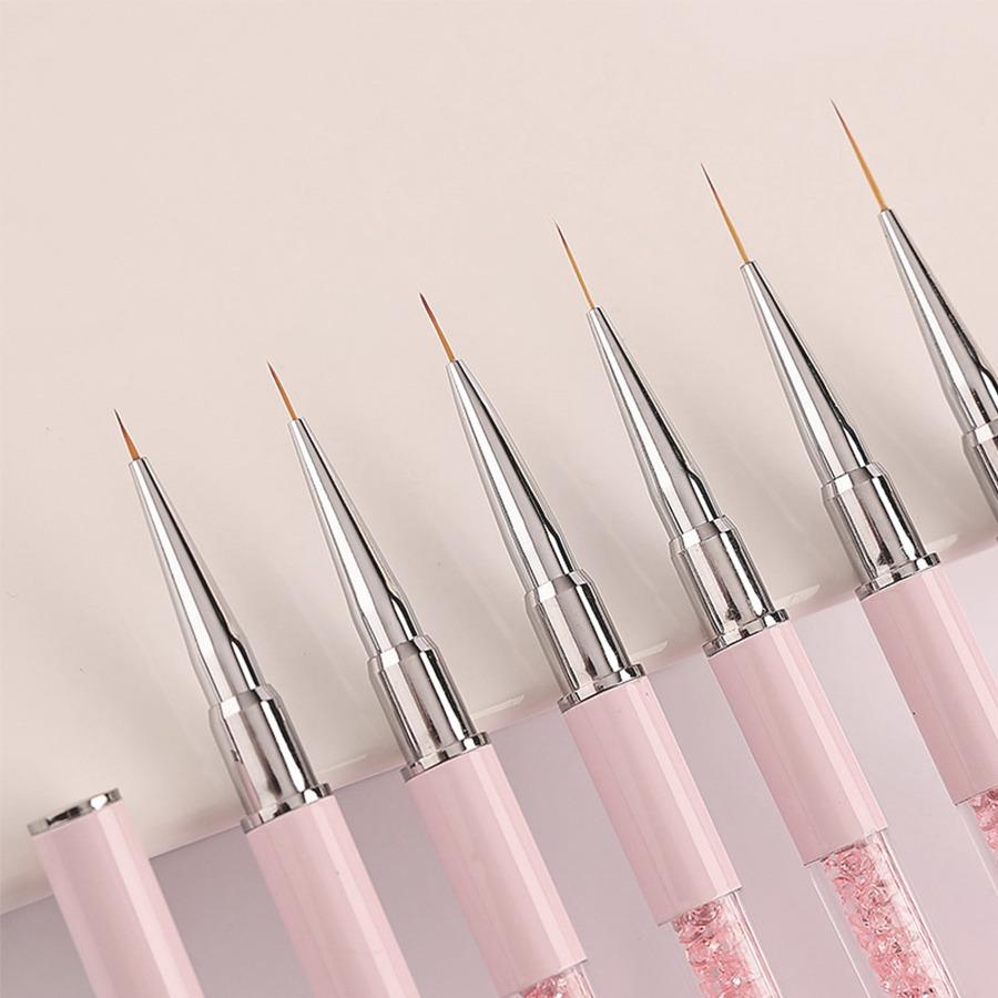 6-Piece Nail Art Line Pen Set, Acrylic Light Therapy Extension Brush, Grid Pen, 3D Design Painting Tool, Floral Drawing Pens