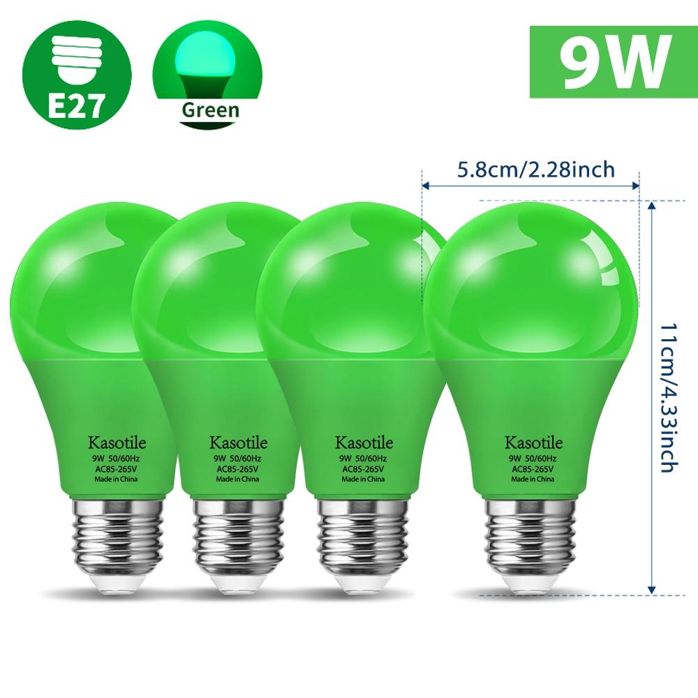 9W E26/E27 Colorful Light Bulbs 1/4 Pack, Red Blue Green Purple Orange Pink Festival Lights, Non-Dimmable Holiday Lighting for Halloween Christmas Party Decor