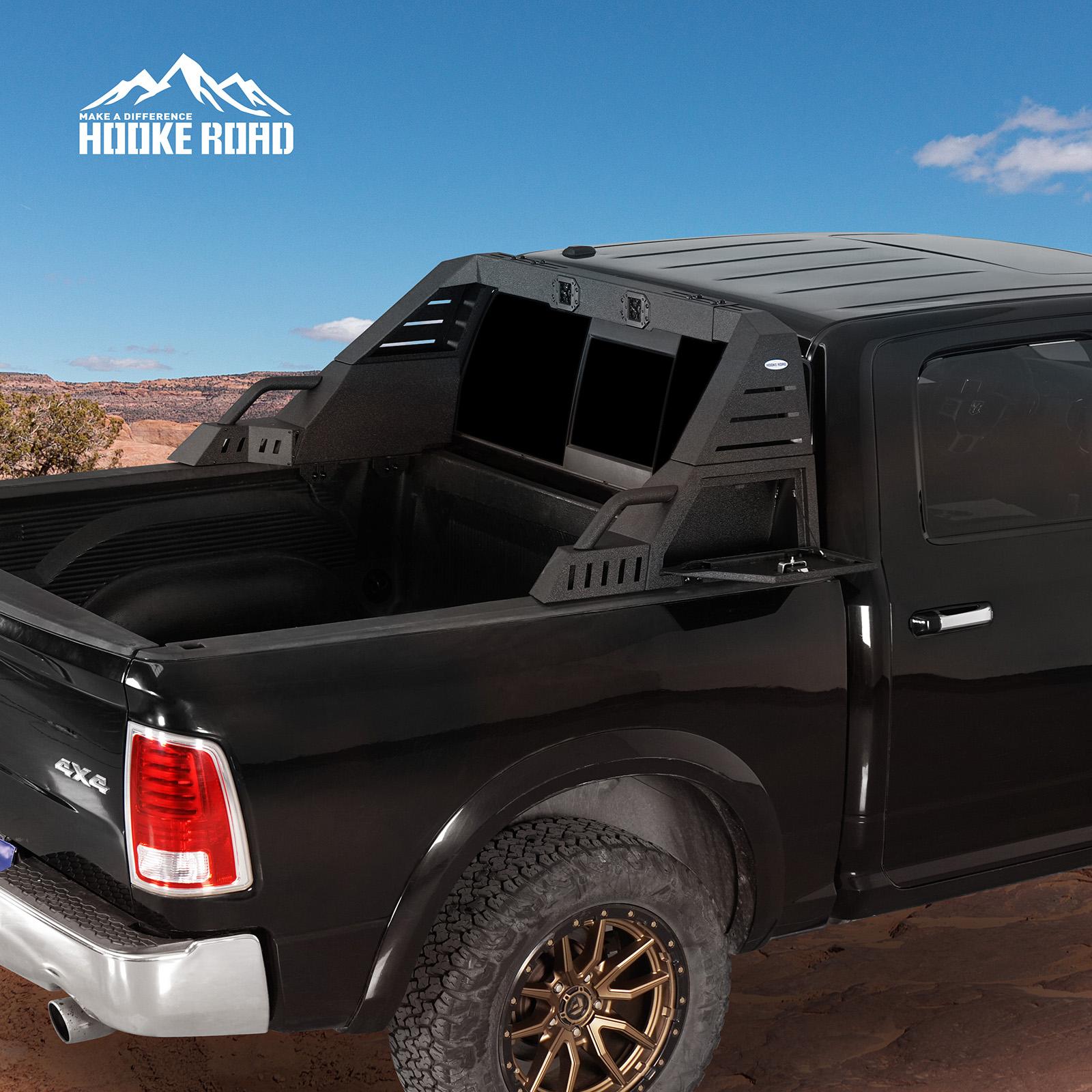 Hooke Road Adjustable Truck Roll Bar w/ LED Spotlights & Storage Boxes For Full-Size Pickup Trucks Vehicle Accessories