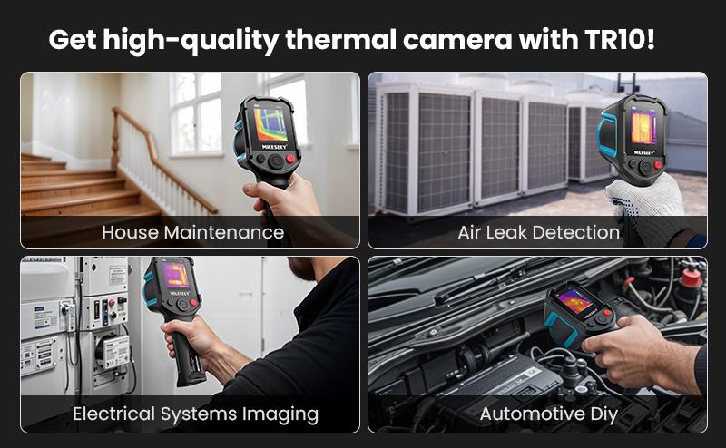 Handheld Thermal Imaging Camera Mileseey TR10 Super Resolution 240 x 240 ,2.8-inch LCD Display, 25 Hz Refresh Rate, -4°F to 1022°F with Temperature Alarm, Tool Industrial Car inspection tools TikTokShopBlackFriday Thermometer Hardware Heavy Duty