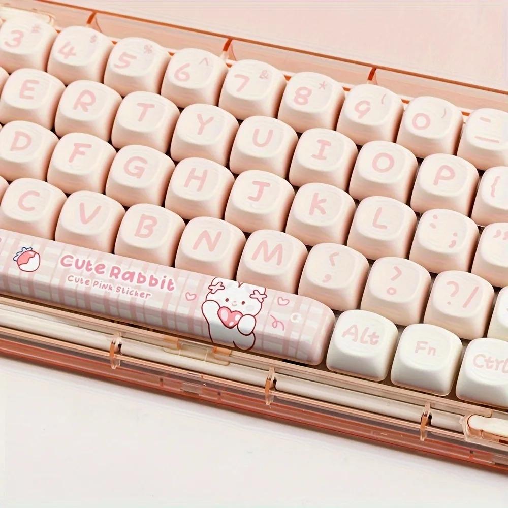 145 Key Snack Bunny Theme Pbt Keycaps, Dye Sublimation Process, Moa Profile, Compatible with Mx Axis, for 61/64/68/87/96/104/108 Keyboards, Keyboard Accessories