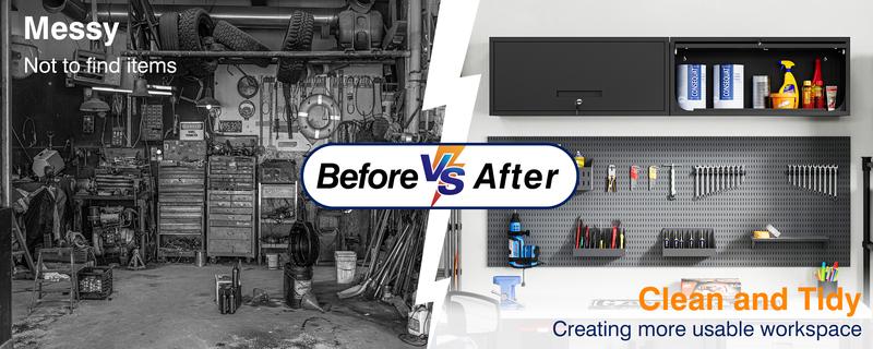 Yizosh Metal Garage Wall Cabinet with Doors, Wall Mounted Metal Storage Cabinet, Floating Garage Tool Cabinet for Garage, Basement, Kitchen, Warehouse ( 13.7" H)