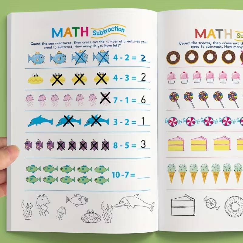 64 Pages Mental Math Workbook Set, Addition & Subtraction Up to 10, Suitable for 3-6 Years Old, Fun Learning Activities for Classroom & Home