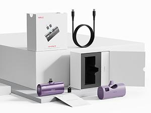 iWALK 5000mAh Portable Charger with 2 Exchangeable Plugs USB-C and Lightning, Mini Power Bank for iPhone 17/16/15/14/13/12/11, Samsung S25/S24/S23, AirPods - Purple Earbuds Silicone Durable Protection power bank