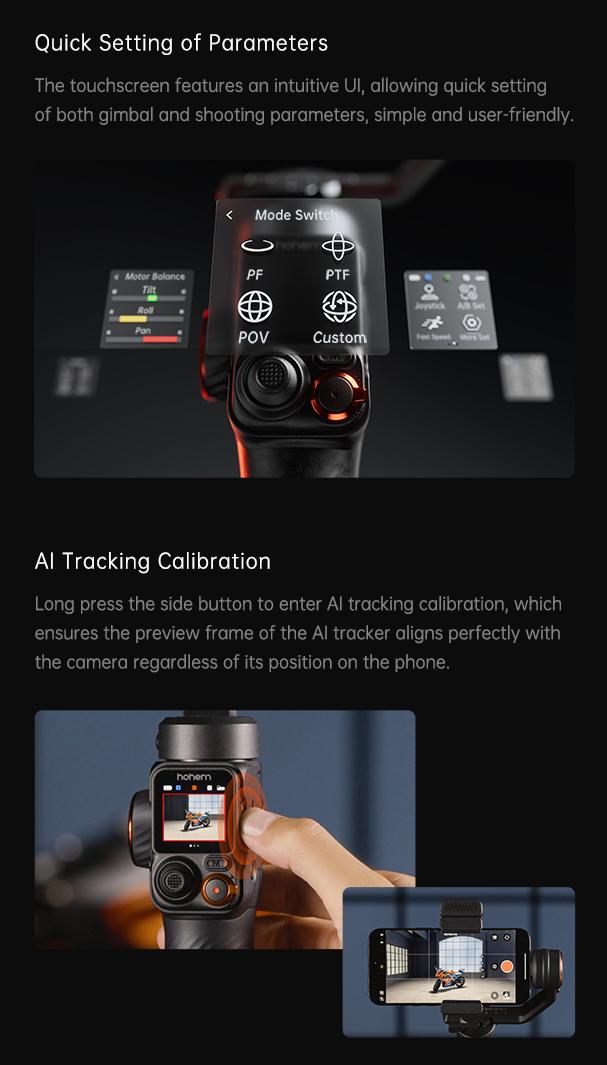 Hohem iSteady M7 AI Tracking Smartphone Gimbal Stabilizer 3-Axis with Magnetic Fill Light/AI Tracking Sensor for iPhone Android with 1/4-inch Color Tochscreen Display,Detachable Remote Controller, Max Payload 500g 2023 Upgraded