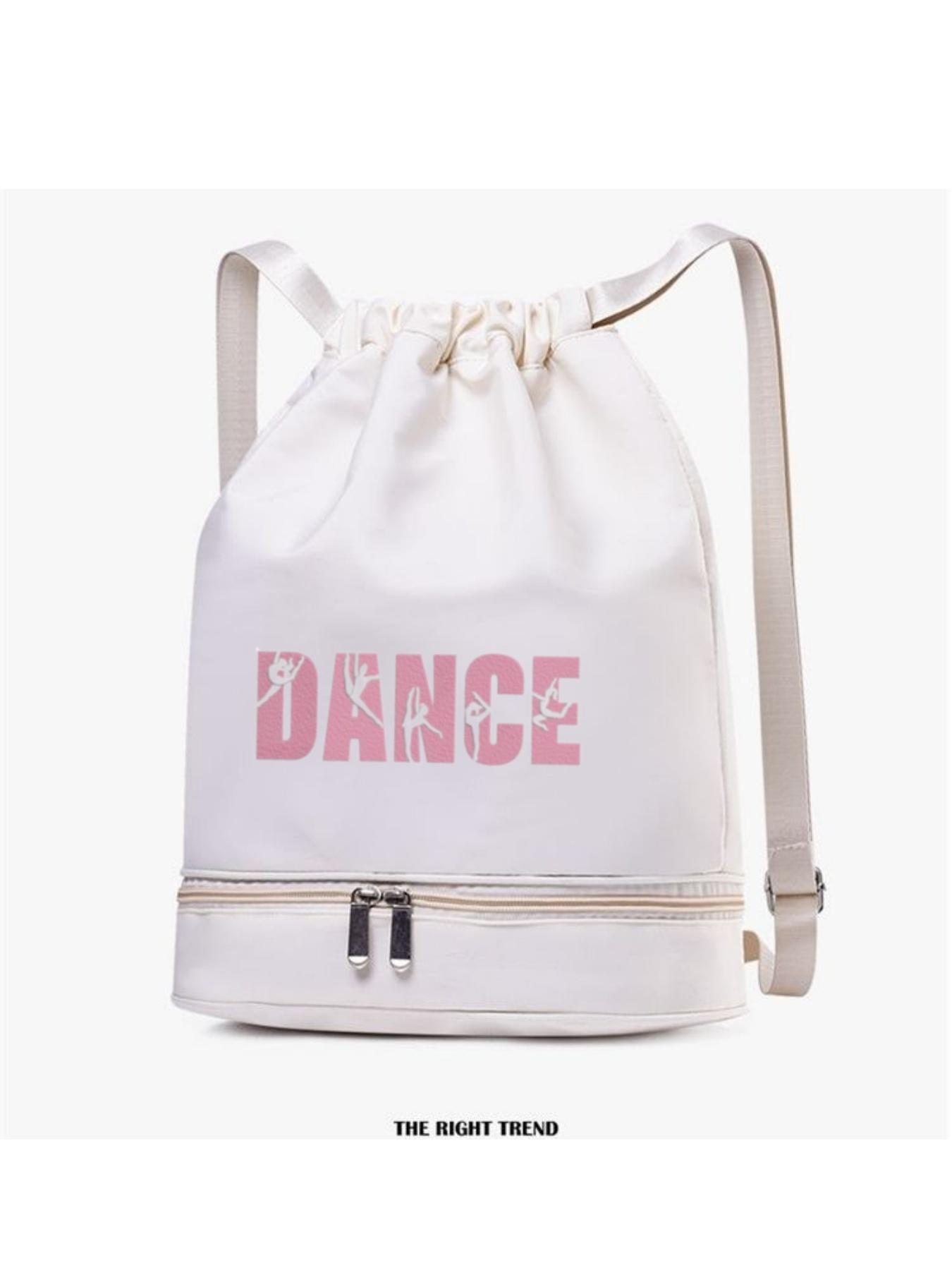Women's Dance Backpack, Customizable Letter Print, Lightweight High-Quality, Adjustable Straps, Shoe Compartment, Rose