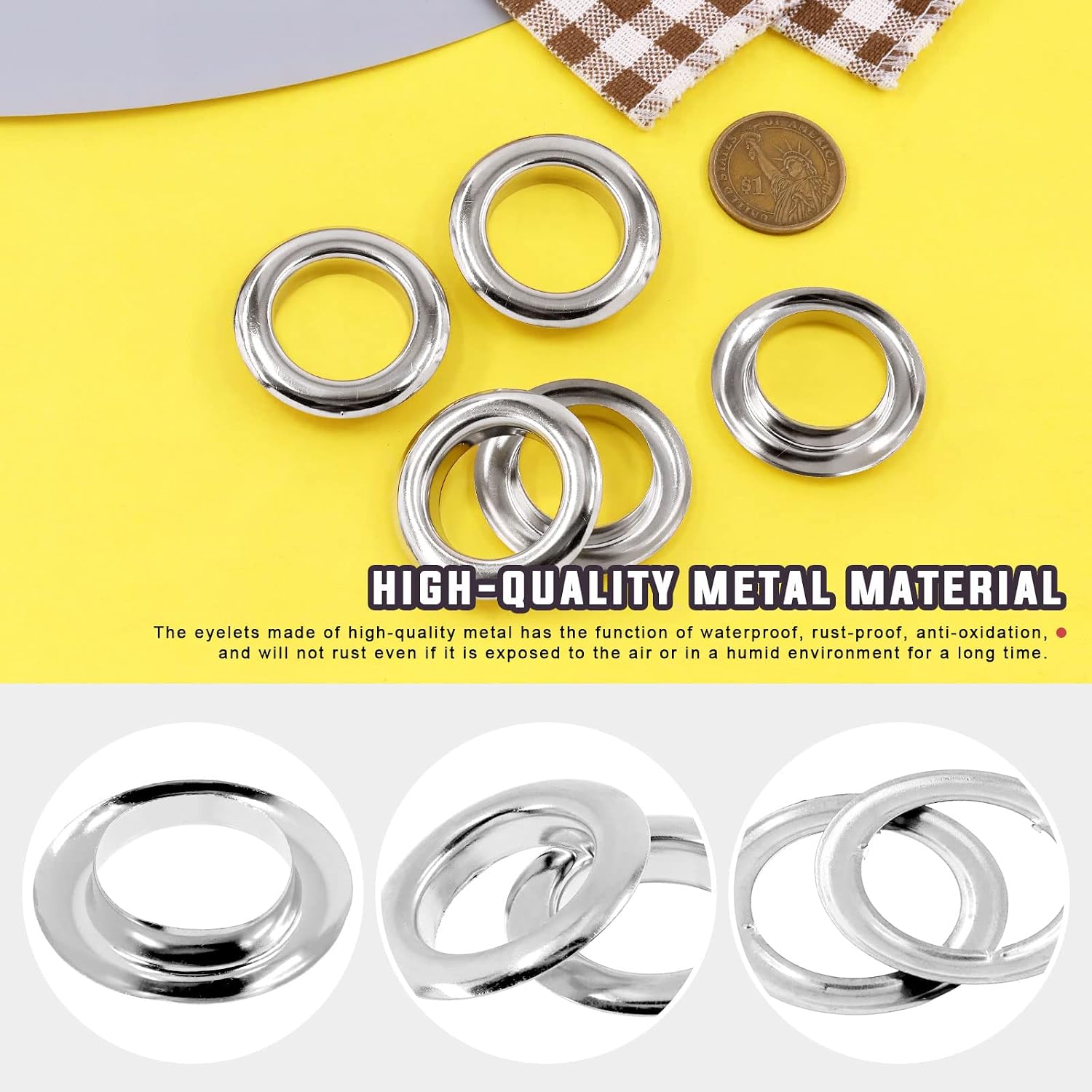 40 count 1 Inch - 25mm  Thicken Grommet Eyelets Metal Eyelets with Washers  Kit, Hole Self Backing Eyelet for Bead Cores, Clothes, Leather, Canvas