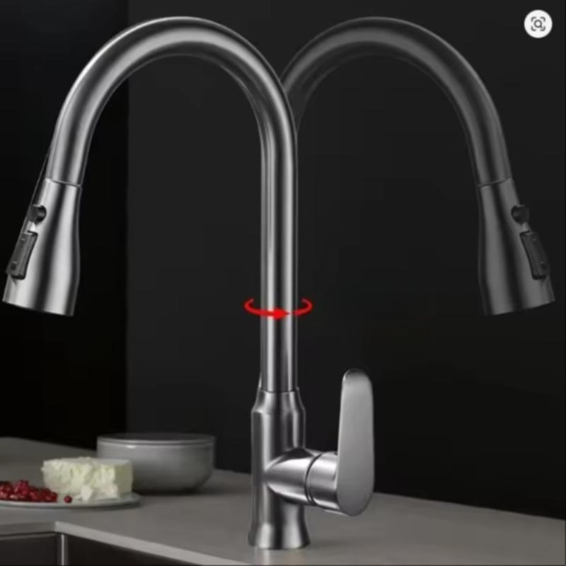 High Pressure Kitchen Faucet, Two Modes, 360 Degree Rotating Design, Extensible Shower Function, Durable Structure for Daily Use