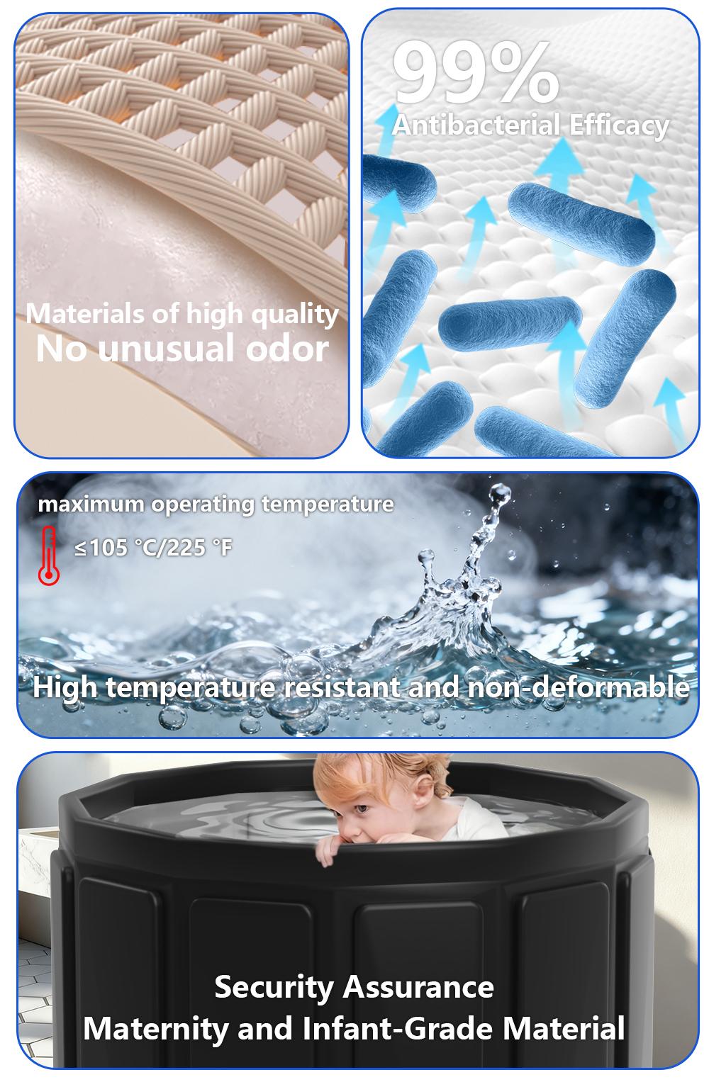 Portable Bathtub for Adults, Foldable Soaking Bathtub for Hot SPA & Ice Bath, Foldable Small Bathtub for Bathing, 6-Layer Insulated Portable Tub, Space-Saving（25.6" × 41.3"）