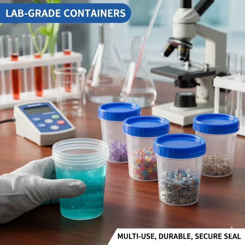 Reusable Plastic Measuring Cups Set, Kitchen Measuring Utensils, Stackable & Freezer Safe, 4-Pack 120ML Containers, Round Storage Jars for Kitchen Use