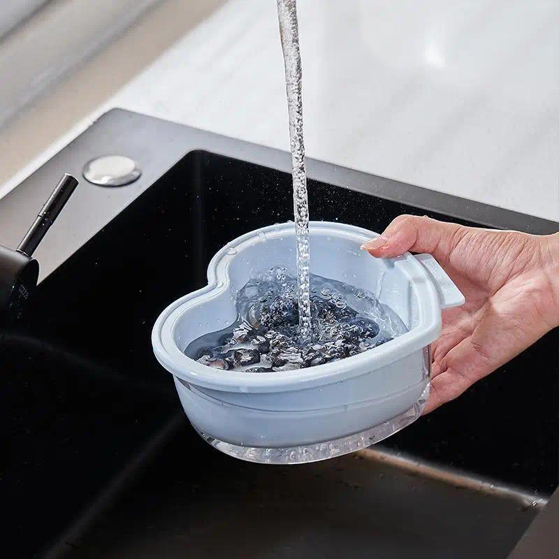 Heart-shaped Fruit Drain Basket Cute Cartoon Kitchen Drain Basket Household Vegetable Washing Basin Storage Basket
