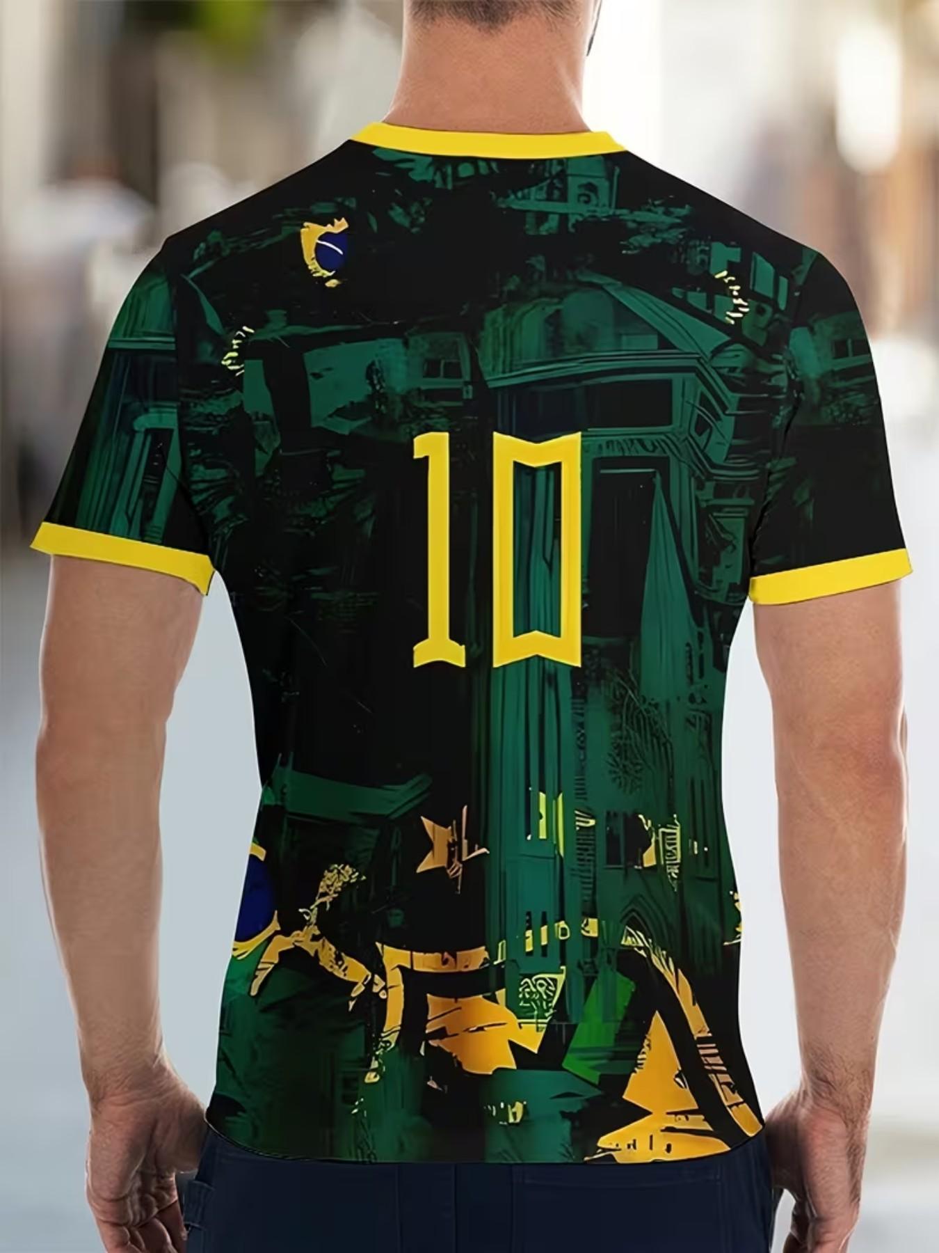 Men's Size 10 Brazilian Digital Print T-Shirt, Stylish Graphic Tee for Men, Comfortable Casual Wear, Perfect for Everyday Use