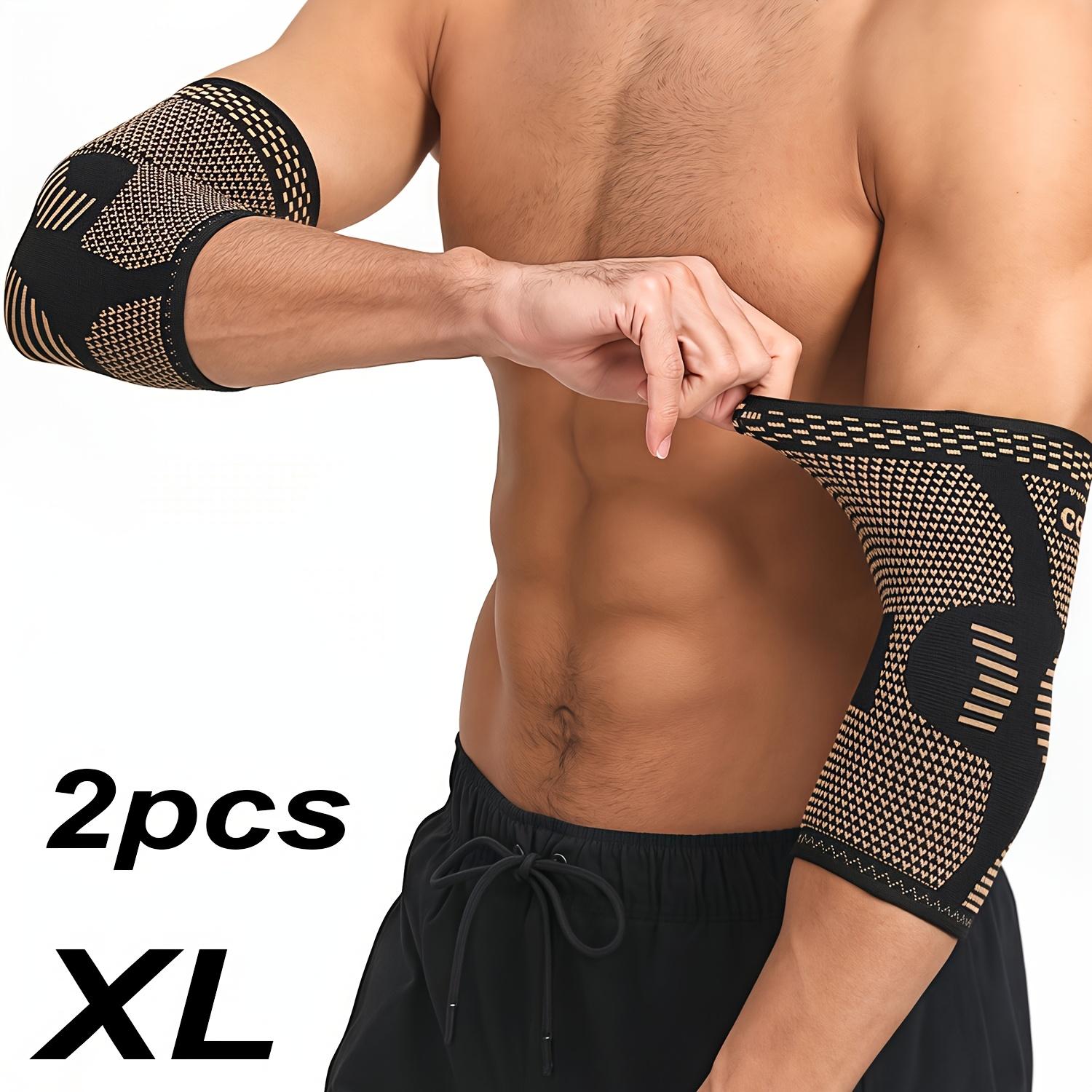 2pcs Copper Fiber Elbow Brace for Men & Women, Arm Elbow Support Compression Sleeves for Tennis, Golfer, Warmth, Weightlifting, Fitness, Workout