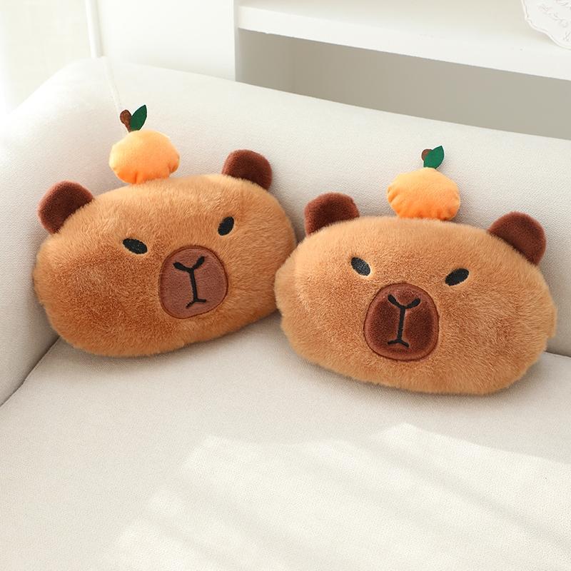 Capybara Headrest Plush Pillow Seat Belt Cover Cute Plush Capybara Safety Seatbelt Shoulder Cover Car Seats Accessories Perfect for Long Drives & Traveling