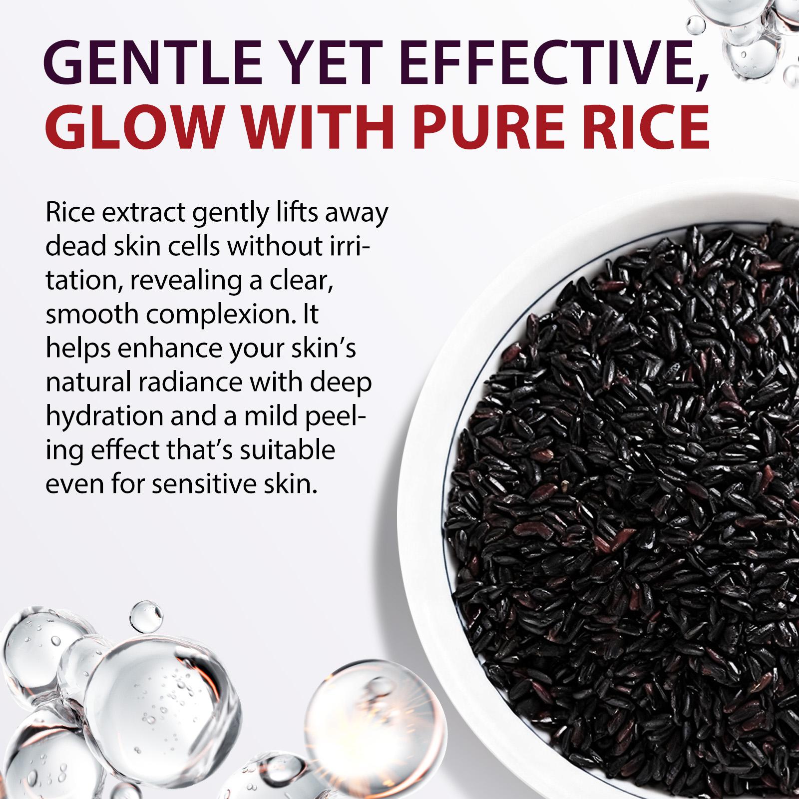 ikzee Black Rice Exfoliating Ampoules 100ml, Hydrating Exfoliant, a gentle mild daily exfoliating scrub for face and body, brightens and removes dead skin cells from all skin types, a daily skincare product.