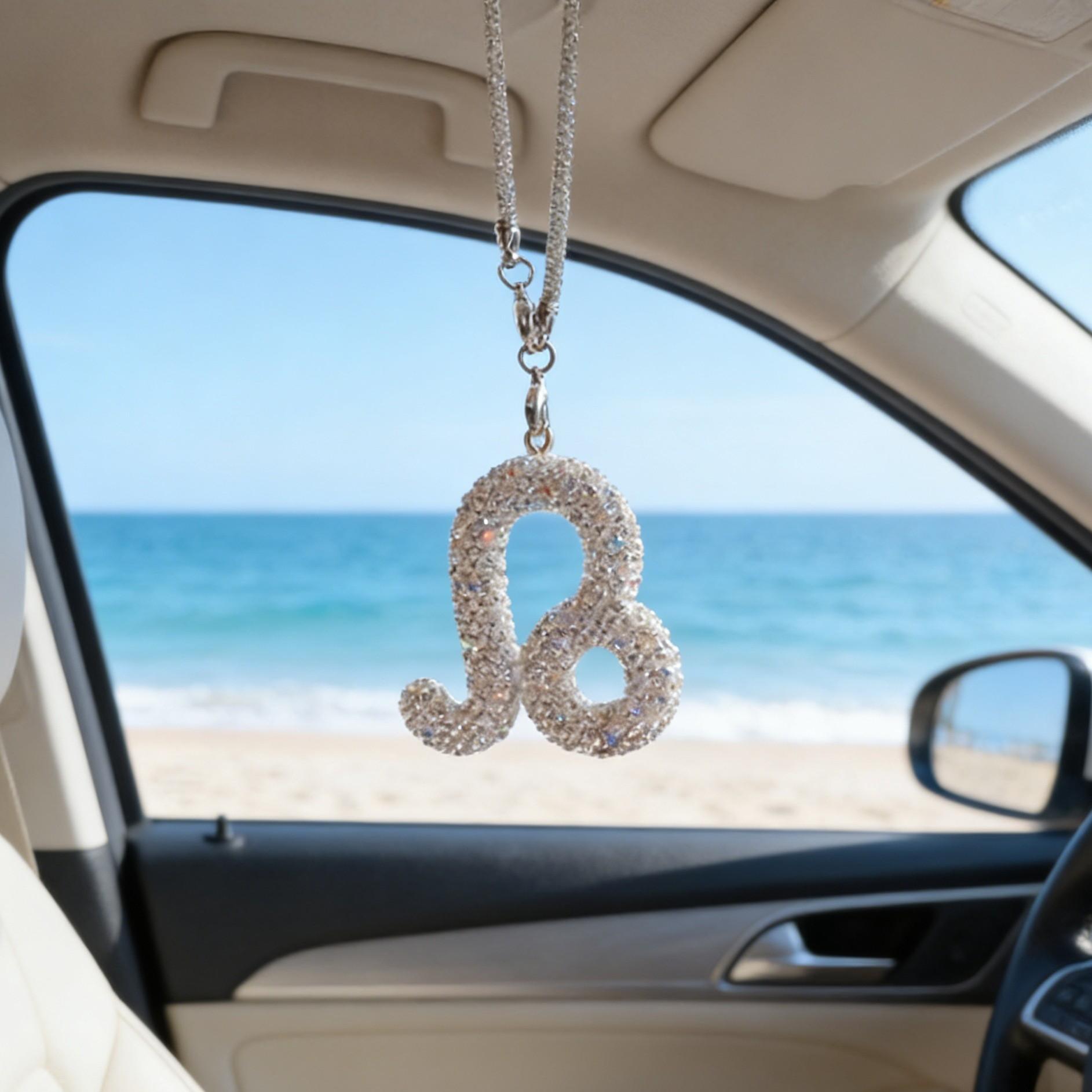 Blingbling Zodiac Car Mirror Charm, Unique Personality Rearview Mirror Pendant, Elegant Girls' Car Accessory, Stylish Dashboard Decoration