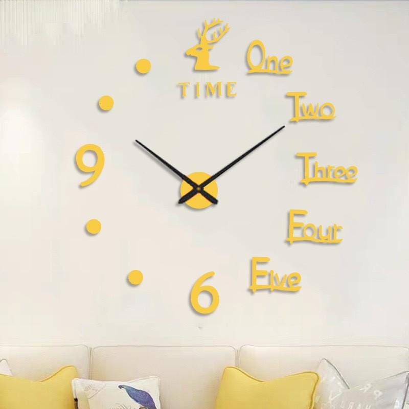 European Style DIY Creative Deer Clock, No-Drill Wall-Mounted Silent Clock for Living Room & Bedroom, Home Decor