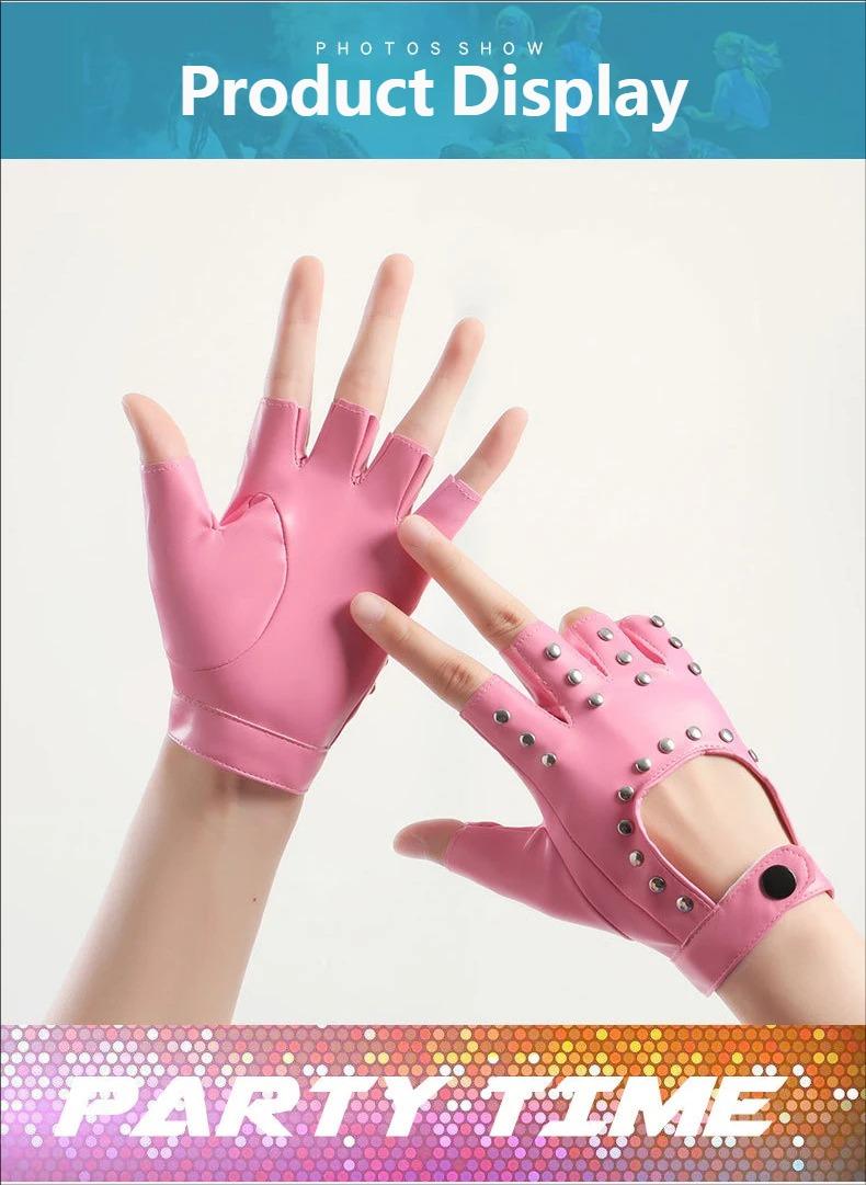 Women's Half-Finger Gloves for Motorcycle Riding Driving Steel Dance Nightclub Performance Cosplay, Stylish and Functional Accessory