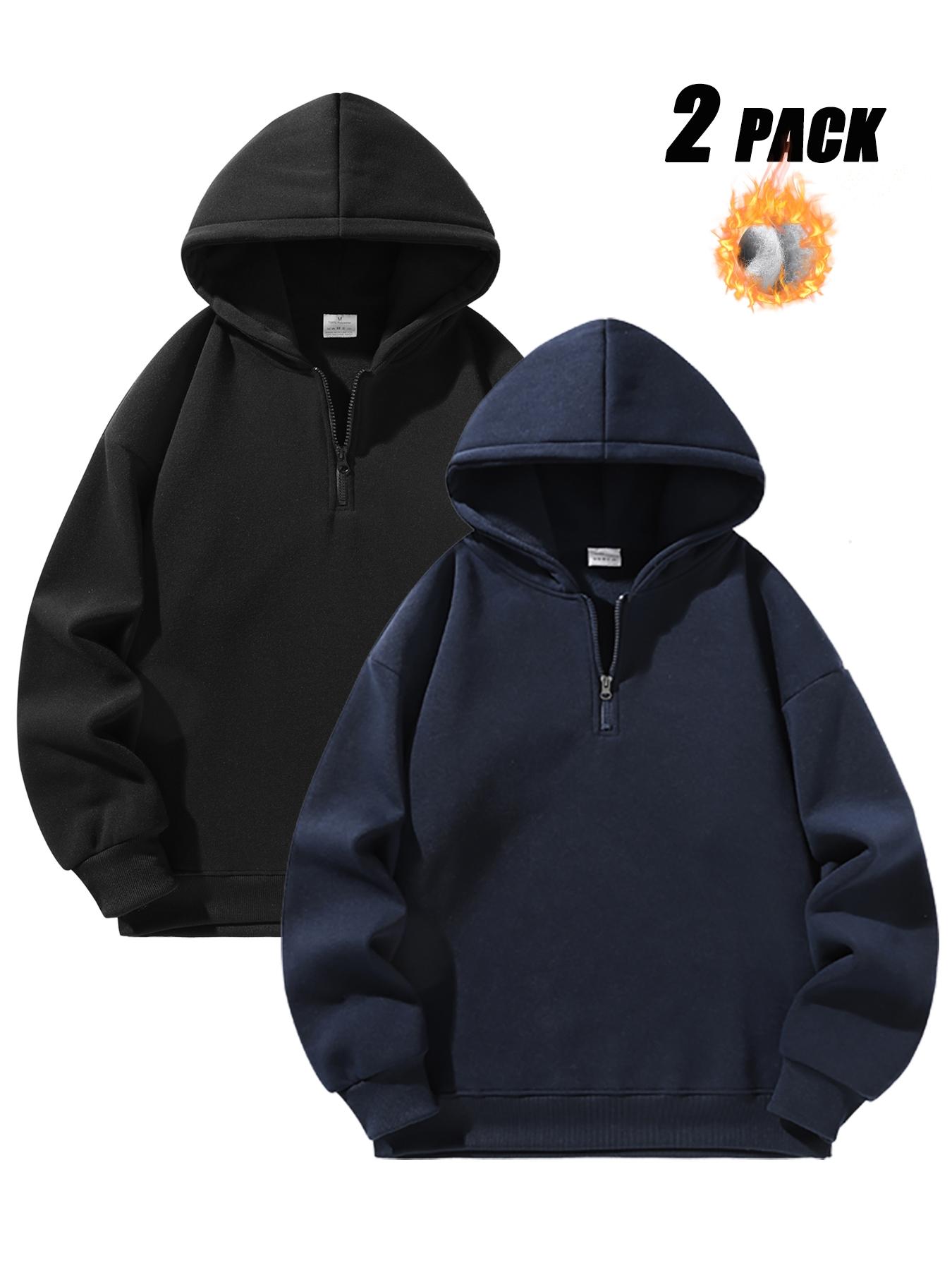 Men's Fleece-Lined Athletic Half-Zip Hoodie - Fitted, Plain Color, Basic Style, Warm & Comfortable for Daily Wear, Street Casual & Outdoor Activities， Unisex Fleece Casual Sweatshirt ，Men's Upper Body Sweater
