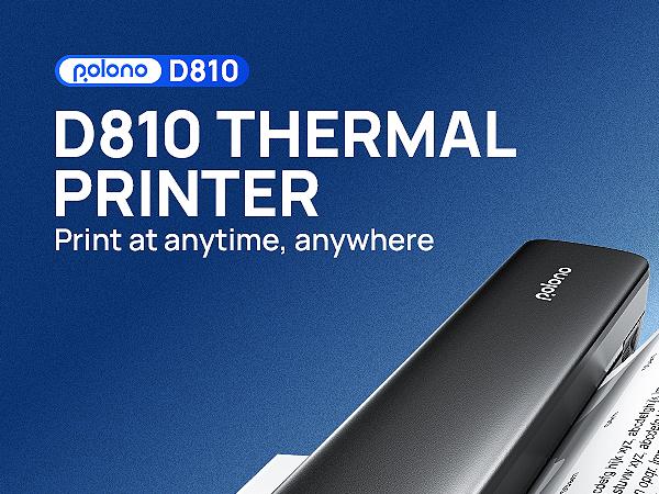 POLONO Portable Printer Wireless, D810 Bluethooth Thermal Printer Support for 8.5"x11" US Letter, Documents, Tattoo Paper