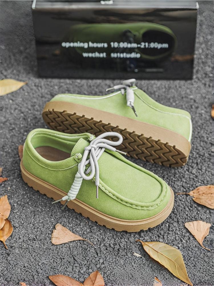 1 Pair of Men's Platform Casual Shoes: Retro Workwear Style, Personalized Thick Rope Laces + Anti-slip Wear-resistant Outsole, Ideal for Men's Daily Streetwear & Casual Outings