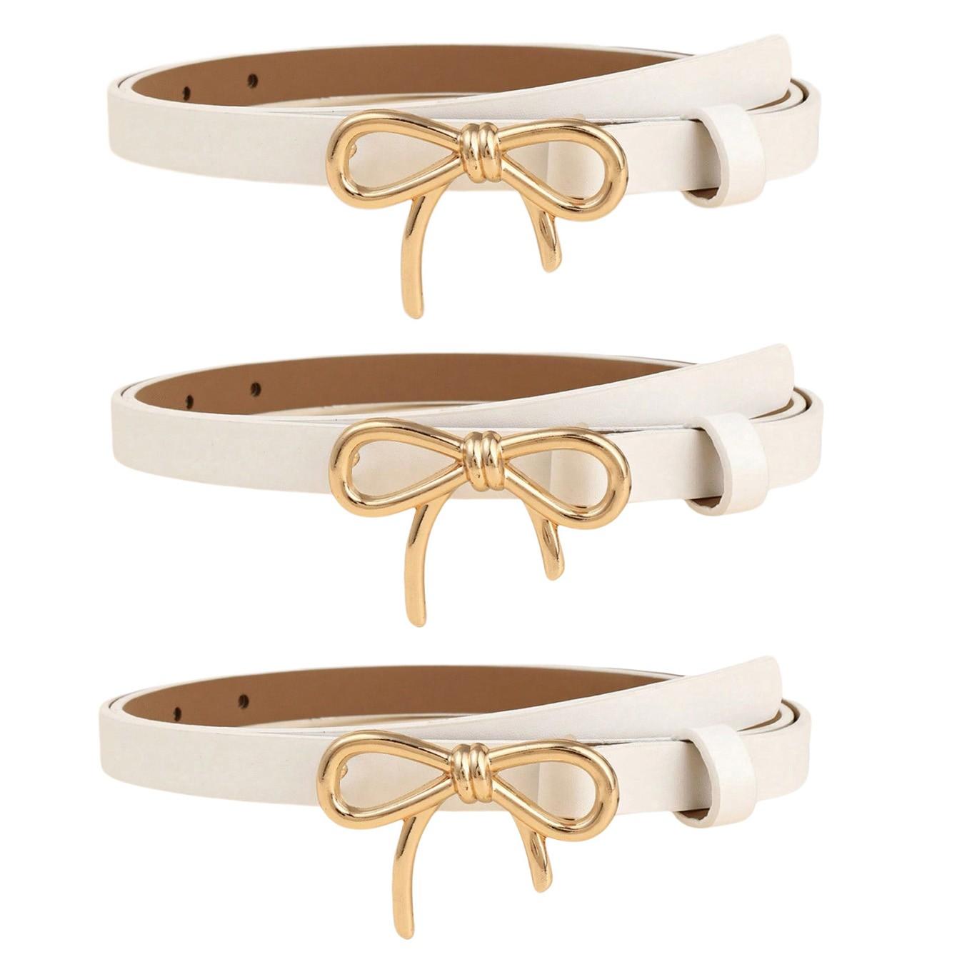Elegant Bowknot Casual Bohemian Vintage PU Leather Belt Set, 6/3 Pieces, Perfect for Summer, School, Fall Occasions