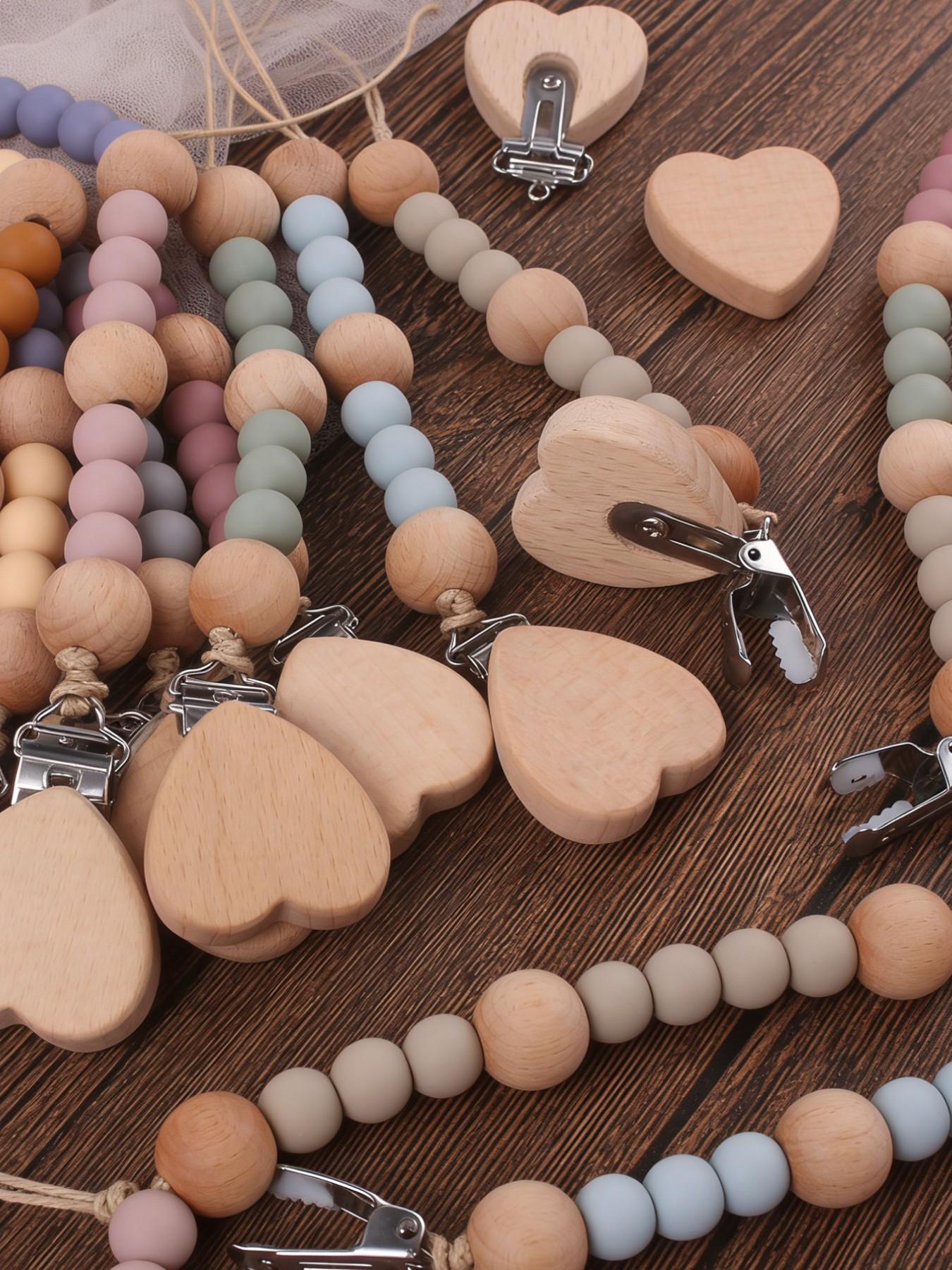 Cute Pacifier Clip & Chain Set, Perfect Gift for Friends, Comfortable Wooden Chain, Holiday Birthday New Year Gifts, Unique Present Idea