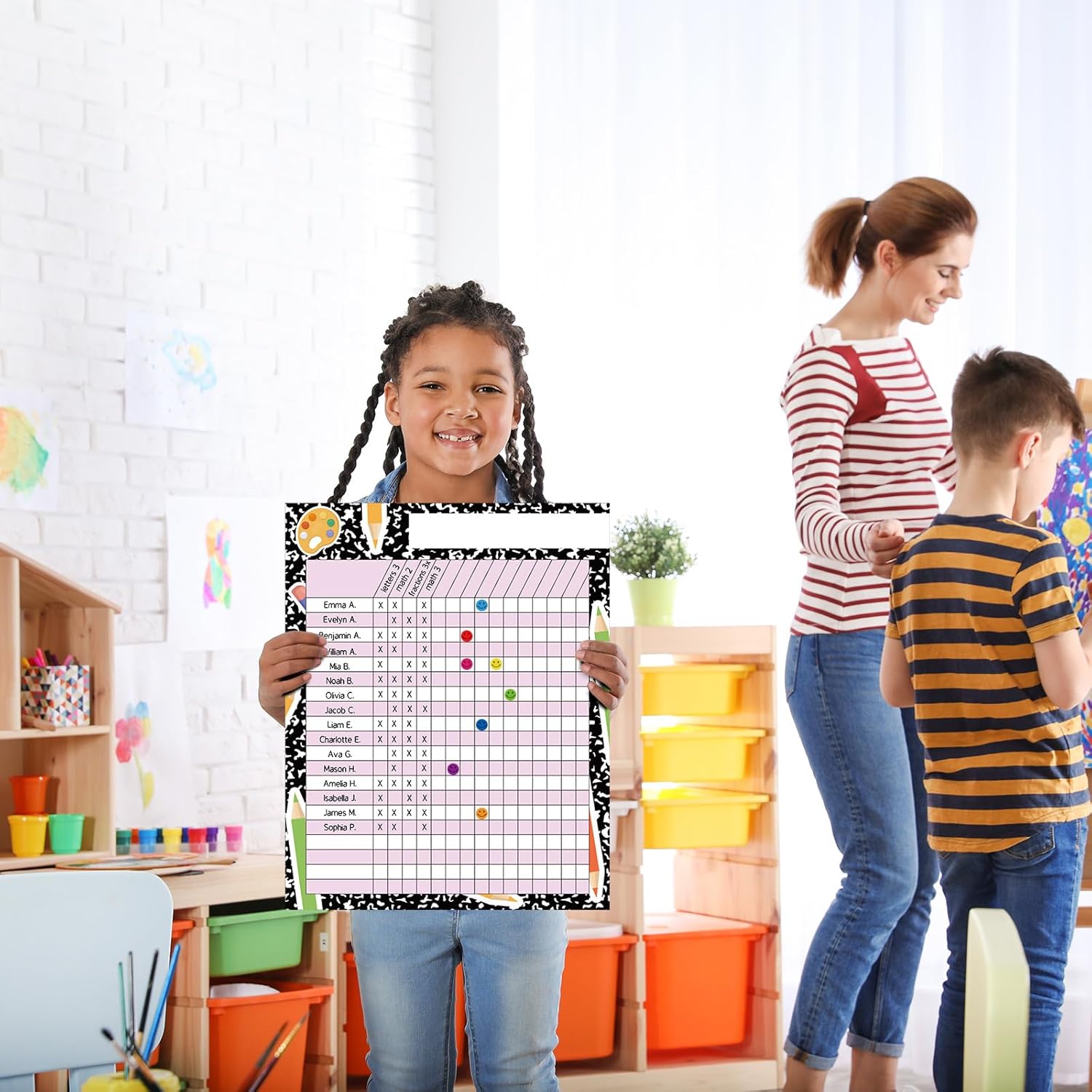 8 count Attendance Charts for Classroom Management 11x13.8in Multi-Color Incentive  Chart  Behavior Chart Student Homework  for Chore Responsibility Assignments Data Progress