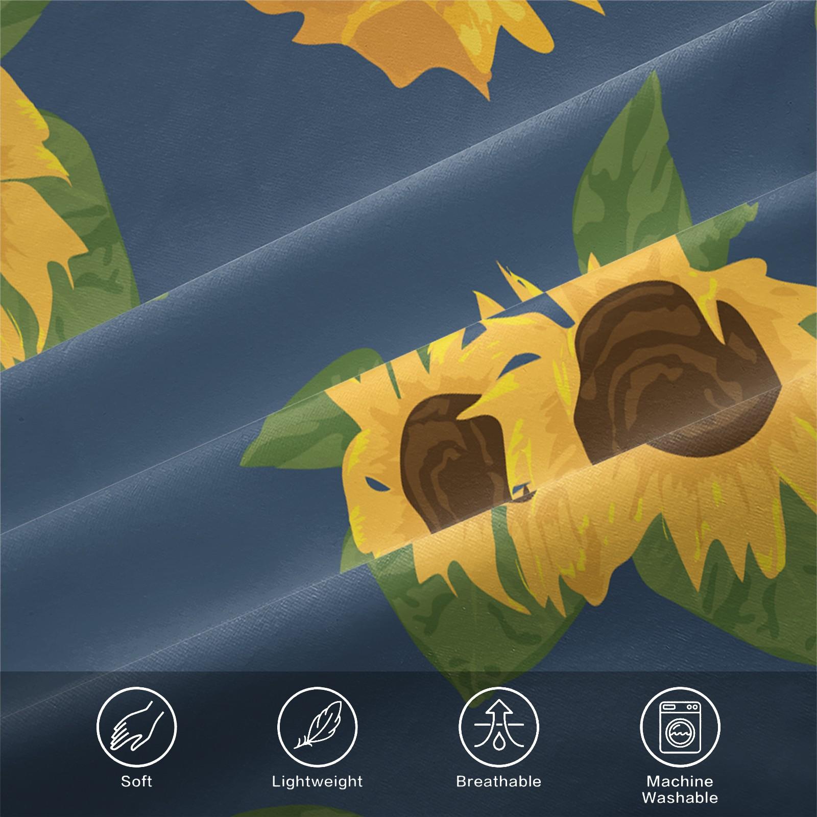 3 Piece Sunflower Pattern Fitted Sheet Set, Soft And Durable Bedding Set, Including 1 Piece Flat Sheet And 2 Pieces Pillowcases, Suitable For Children And Adults Daily Holiday Birthday Gifts Bedroom Decorations