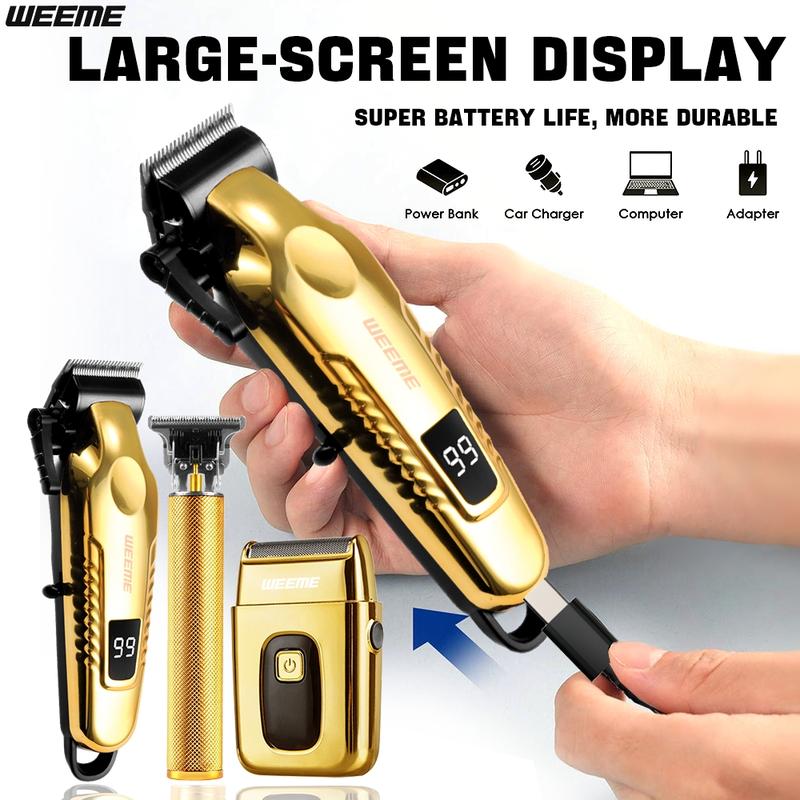 WEEME Men's Electric Shaver Set, Beard Hair Shaver, 2/3/4pcs Rechargeable Trimmer Kit, USB Charging, T-Head Design, Perfect Gift for Father Husband Boyfriend